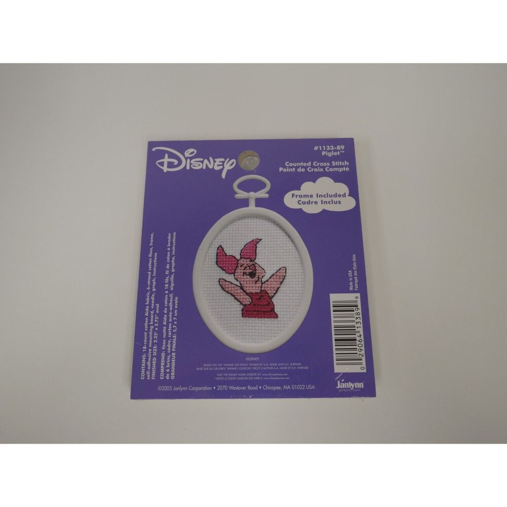 Disney Piglet Counted Cross Stitch Kit with Frame Janlynn #1133-89 Sealed